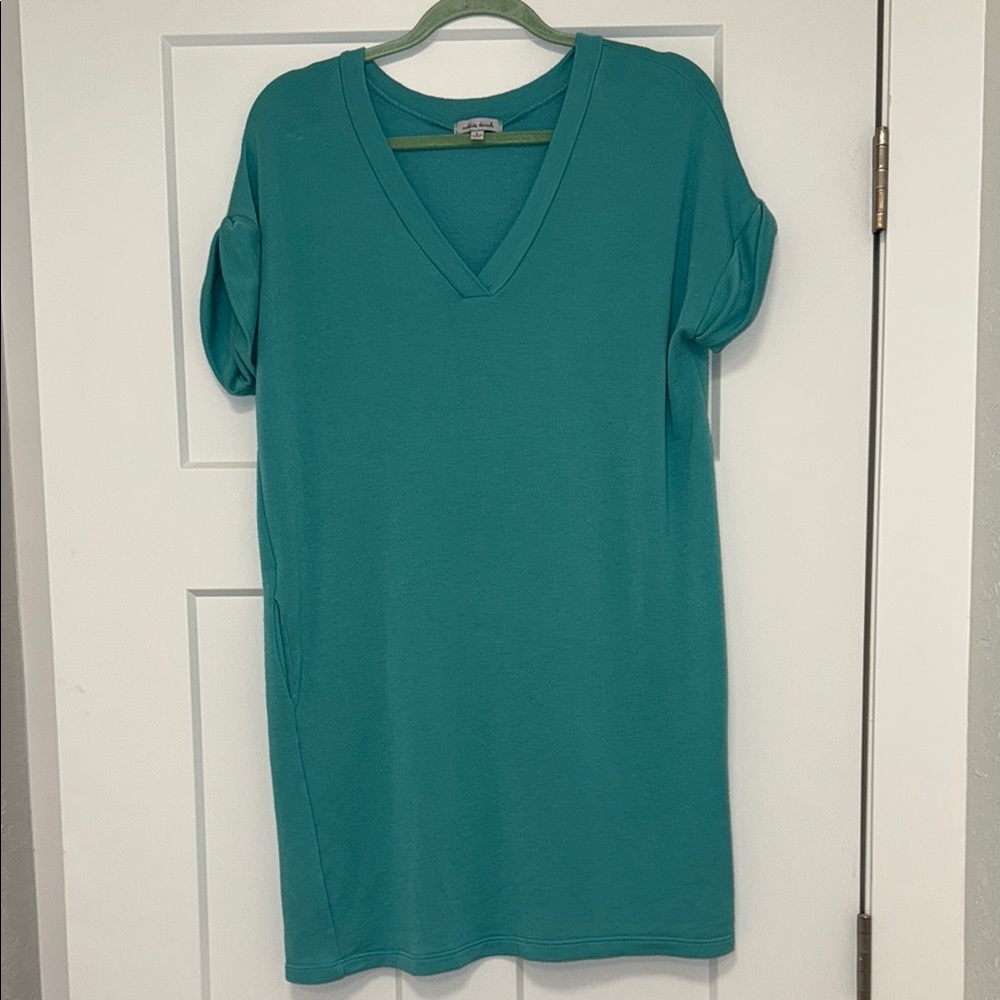 Teal V-Neck Women's Dress